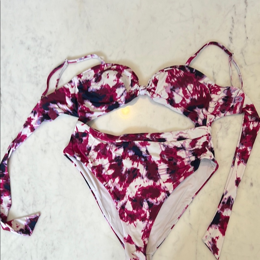 Aqua Women's One Piece Swimsuit - Pink and White